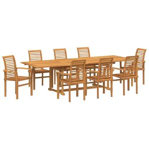 vidaXL Garden Dining Set 9 pcs Brown Solid Teak Wood