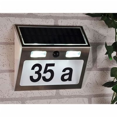 HI LED Solar Illuminated House Number Silver