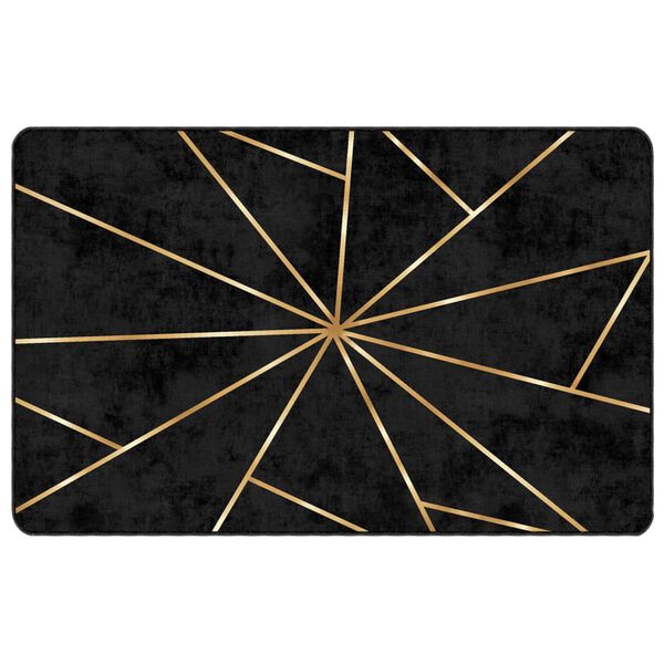 vidaXL Rug Washable Black and Gold 190x300 cm