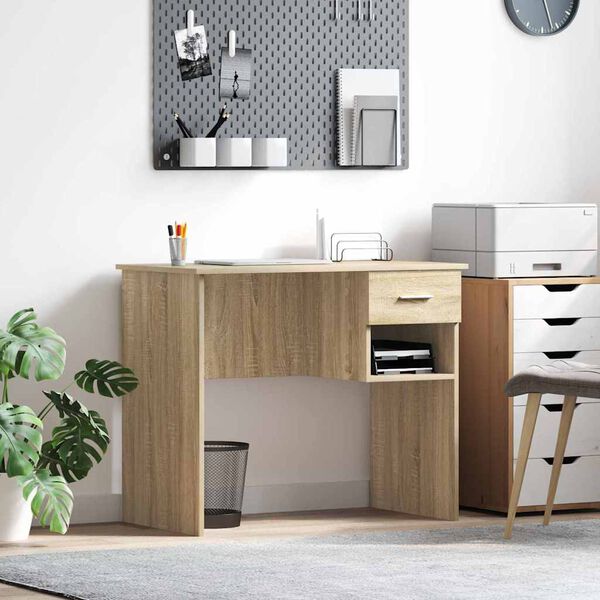 vidaXL Desk with Drawer Sonoma Oak 90 x 49 x 75 cm Engineered Wood