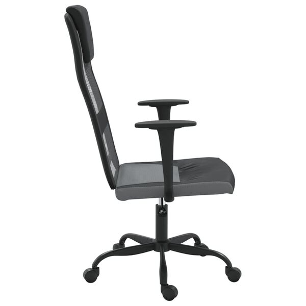 vidaXL Office Chair Grey and Black Mesh Fabric and Faux Leather