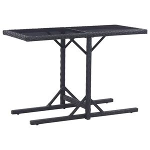 vidaXL Garden Table Black 110x53x72 cm Glass and Poly Rattan