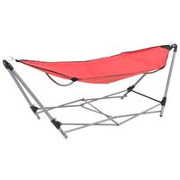 vidaXL Hammock with Foldable Stand Red