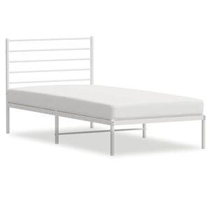 vidaXL Metal Bed Frame without Mattress with Headboard White 75x190cm