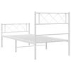 vidaXL Metal Bed Frame without Mattress with Footboard White 100x190cm
