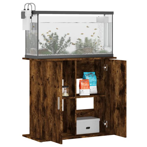 vidaXL Aquarium Stand Smoked Oak 81x36x73 cm Engineered Wood