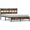 vidaXL Metal Bed Frame without Mattress Smoked Oak 135x190 cm