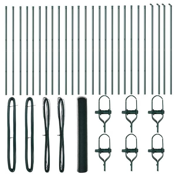 vidaXL Fence Post Green 50 x 1.4 m (13 mm mesh) Steel and PVC