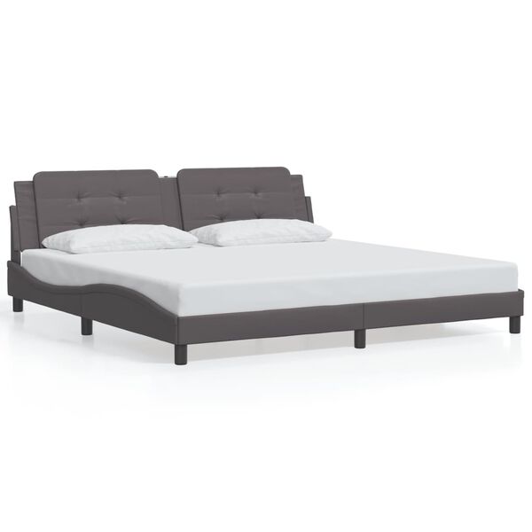 vidaXL Bed Frame with LED without Mattress "Zadar" Grey 200x200 cm