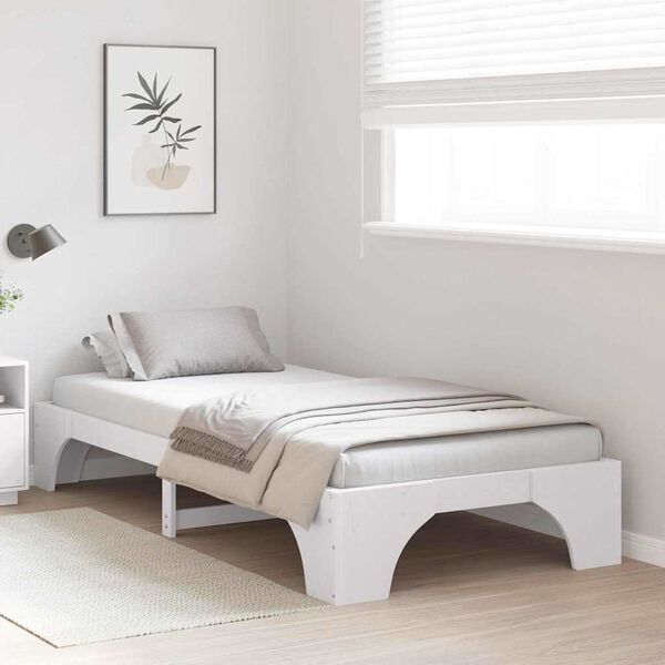 vidaXL Bed Frame White 80 x 200 cm Solid Pine Wood