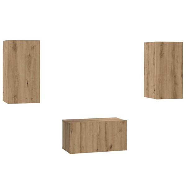 vidaXL TV Cabinet Set Wall-mounted 3 pcs Artisan oak 60 x 30 x 30 cm