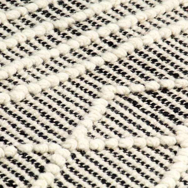 vidaXL Rug Handwoven Wool 140x200 cm Black/White