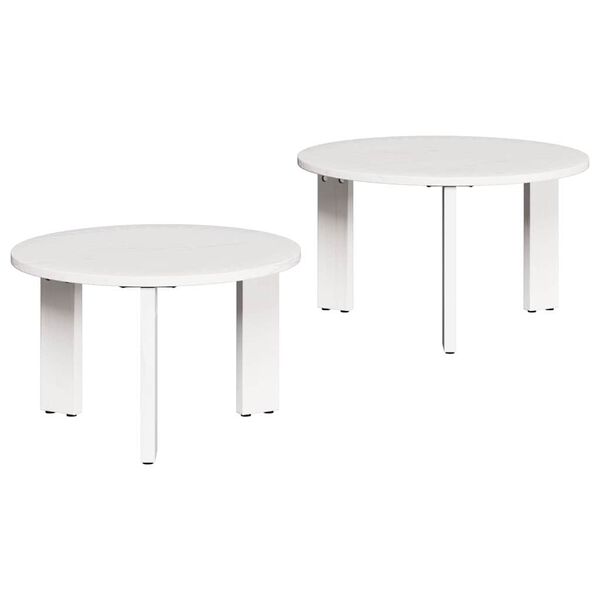vidaXL Coffee Table 2 pcs White Solid Pine wood