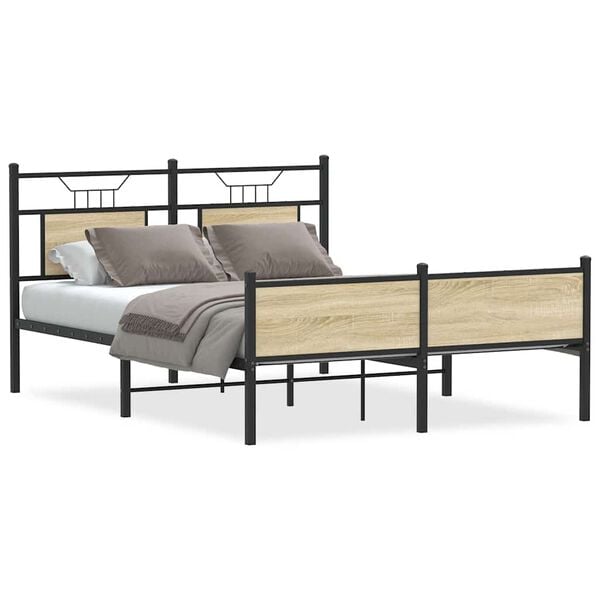 vidaXL Bed Frame without Mattress Sonoma Oak 140x200 cm Engineered Wood