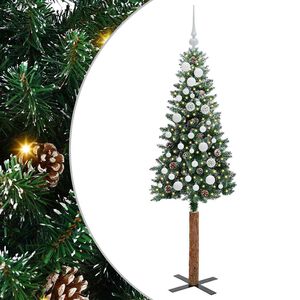 vidaXL Slim Christmas Tree Green 150 cm PVC and Solid Pine wood