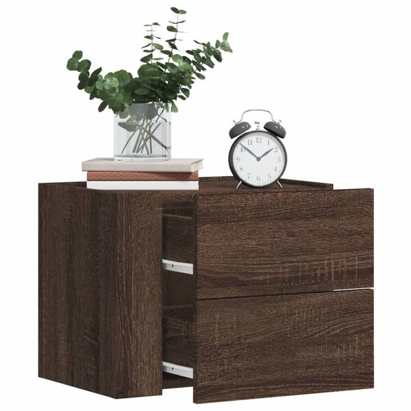 vidaXL Wall-mounted Bedside Cabinet Brown Oak 45x30x35 cm