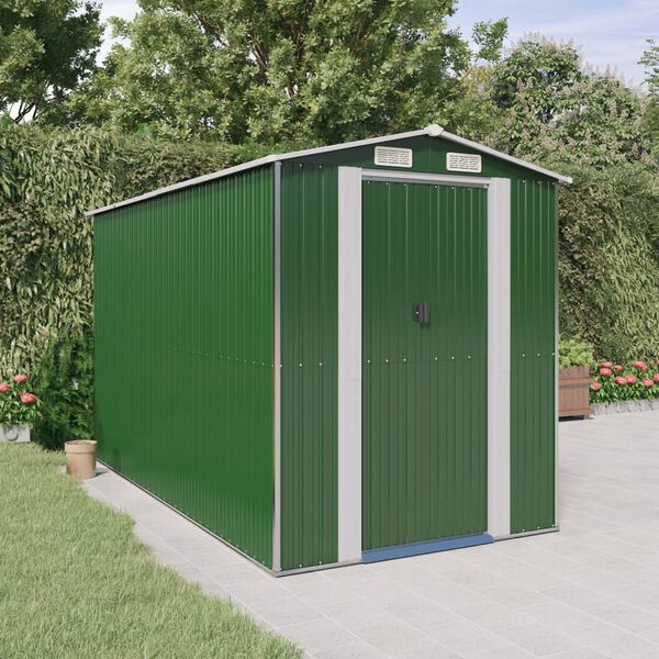 vidaXL Garden Shed Green 192x357x223 cm Galvanised Steel