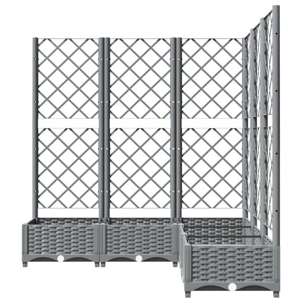 vidaXL Garden Planter with Trellis Light Grey 120x120x121.5 cm PP