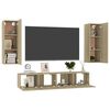 vidaXL 4 Piece TV Cabinet Set Sonoma Oak Engineered Wood