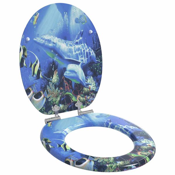 vidaXL Soft-Close Toilet Seat Blue 44 x 38 cm MDF board