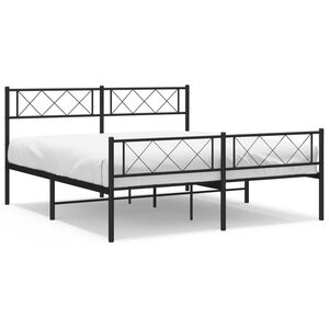 vidaXL Metal Bed Frame without Mattress with Footboard Black 140x200cm