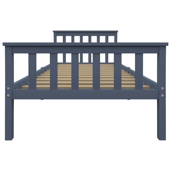 vidaXL Bed Frame without Mattress Grey Solid Pine Wood 100x200 cm (283227+321989)