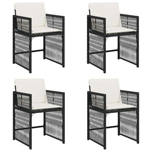 vidaXL Garden Chairs with Cushions 4 pcs Black Poly Rattan