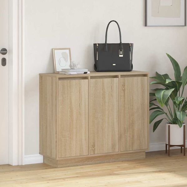 vidaXL LED Sideboard Sonoma Oak 90 x 32 x 75 cm Engineered Wood