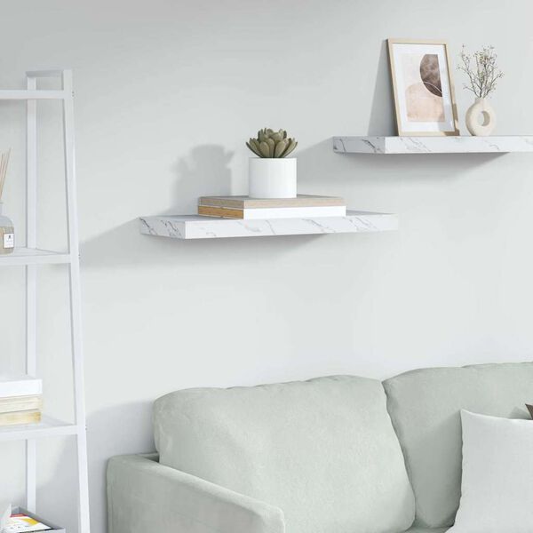 vidaXL Wall Shelf White Marble 60 x 23 x 4 cm Engineered Wood