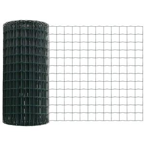 vidaXL Euro Fence with Post 10 x 0.8 m PVC-Coated Steel Green Mesh