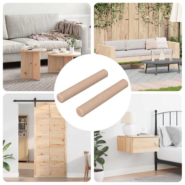 vidaXL Wooden Dowels 2 pcs Natural &Oslash; 6 x 40 mm Solid Wood