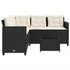 vidaXL Garden Sofa with Table and Cushions L-shaped Black Poly Rattan