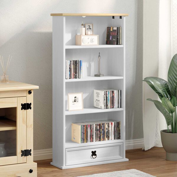 vidaXL CD cabinet White 52 x 17.5 x 103 cm Solid Pine Wood