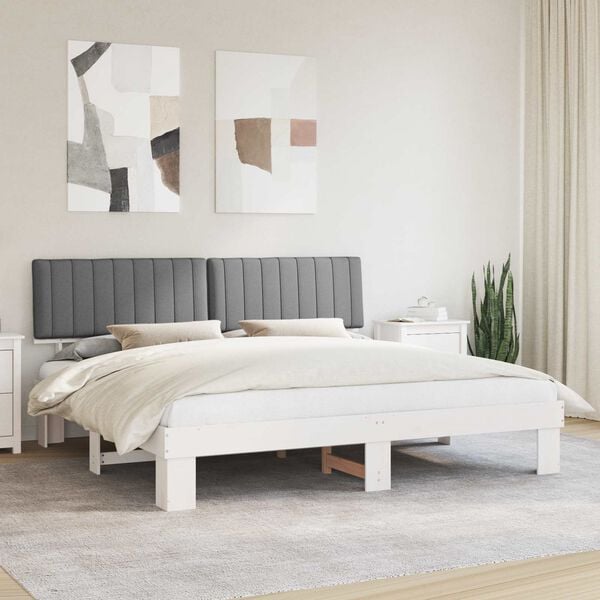 vidaXL Bed Frame with Upholstered Headboard Light Grey 200 x 200 cm