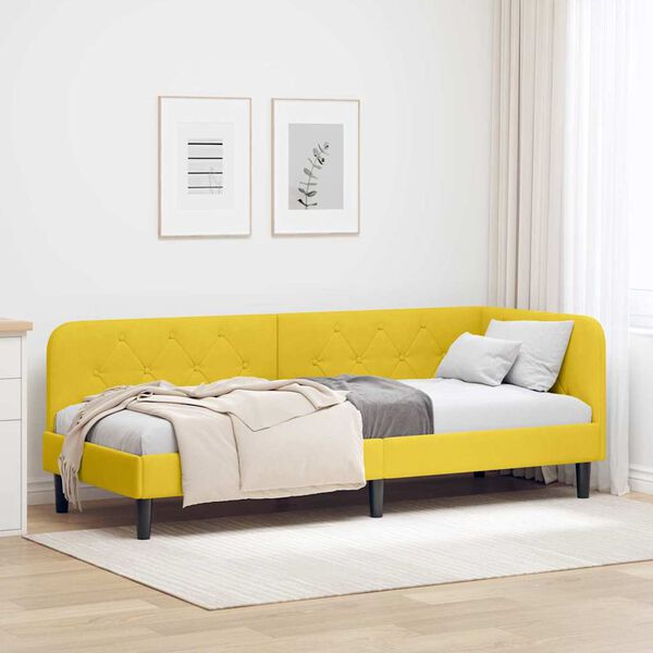 vidaXL Corner Bed Frame with Headboard Yellow 80 x 200 cm Velvet