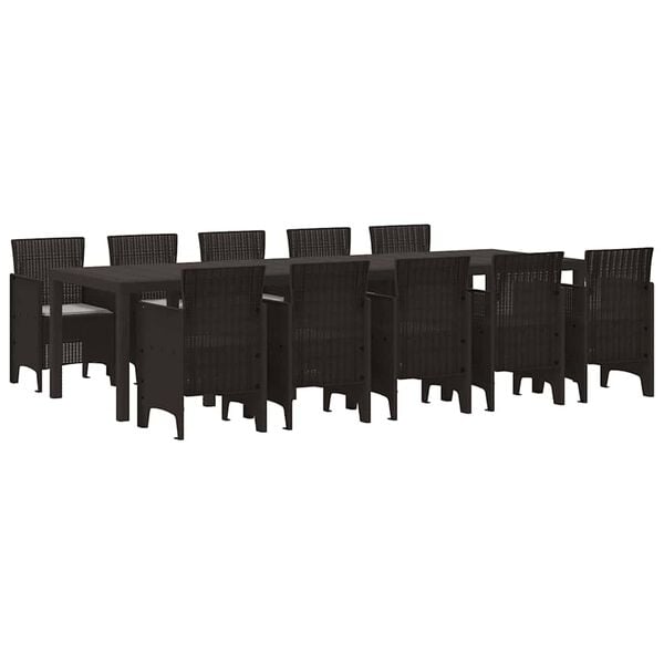vidaXL Garden Dining Set 11 pcs Brown and Lght grey Poly rattan