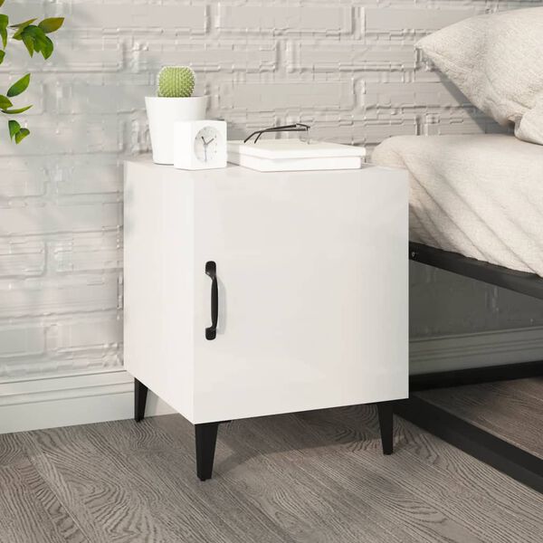 vidaXL Bedside Cabinet High Gloss White Engineered Wood