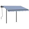 vidaXL Manual Retractable Awning with LED 3x2.5 m Blue and White