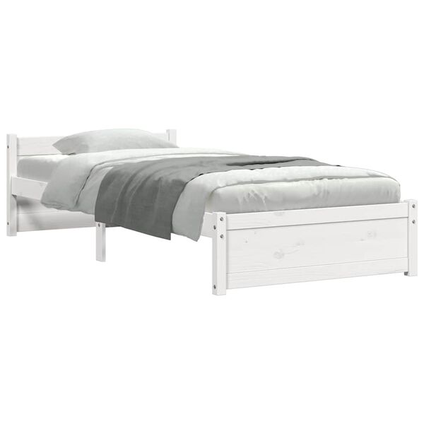 vidaXL Bed Frame without Mattress White Solid Wood 90x200 cm