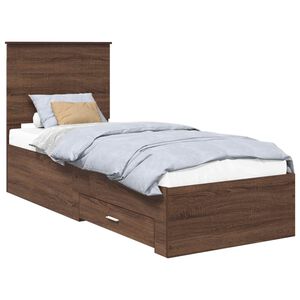 vidaXL Bed Frame Brown Oak and Silver 70 x 190 cm Engineered Wood