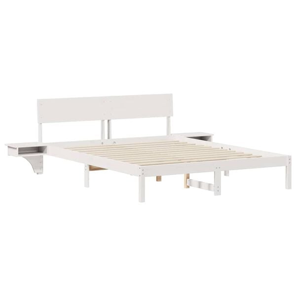 vidaXL Bed Frame with Headboard White 160 x 200 cm Solid Pine Wood