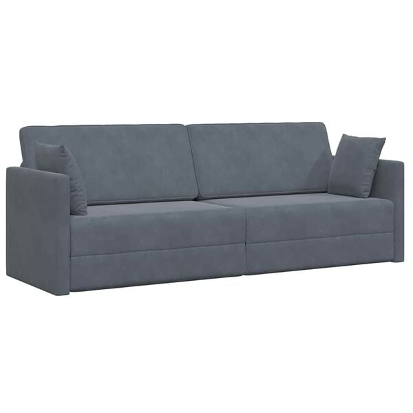 vidaXL Floor Sofa Bed Dark Grey 213 x 70 x 77 cm Velvet