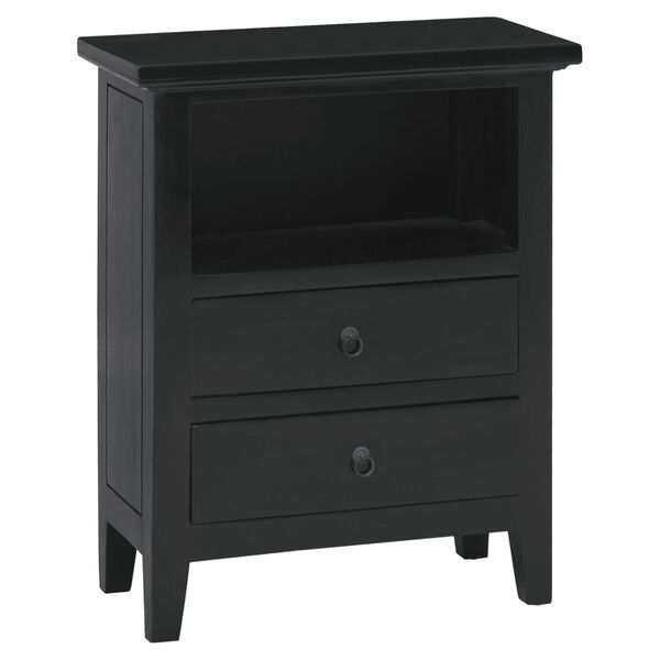 vidaXL Bedside Cabinet Black 60x30x75 cm Solid Wood Mahogany