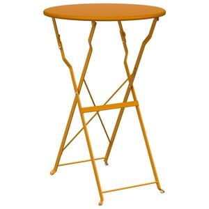 vidaXL Bistro Table Folding Mustard &Oslash; 50 x 71 cm Powder-coated Steel