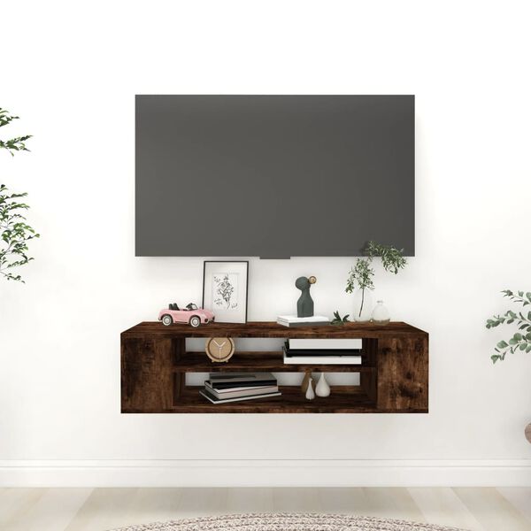 vidaXL Hanging TV Cabinet Smoked Oak 100x30x26.5 cm Engineered Wood