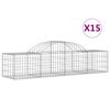 vidaXL Arched Gabion Baskets 15 pcs 200x50x40/60 cm Galvanised Iron