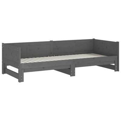 vidaXL Pull-out Day Bed Grey Solid Wood Pine 2x(90x190) cm