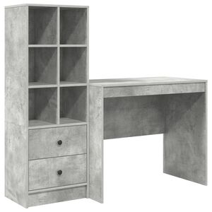 vidaXL Desk with Drawer with Shelf with Storage 2 pcs Concrete Grey