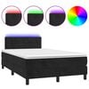 vidaXL Box Spring Bed with Mattress&LED Black 120x200cm Velvet