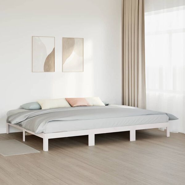 vidaXL Family Bed Frame No Mattress White 240x200 cm Solid Wood Pine
